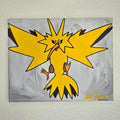 Zapdos 8 by 10 Acrylic Poke-Art Painting