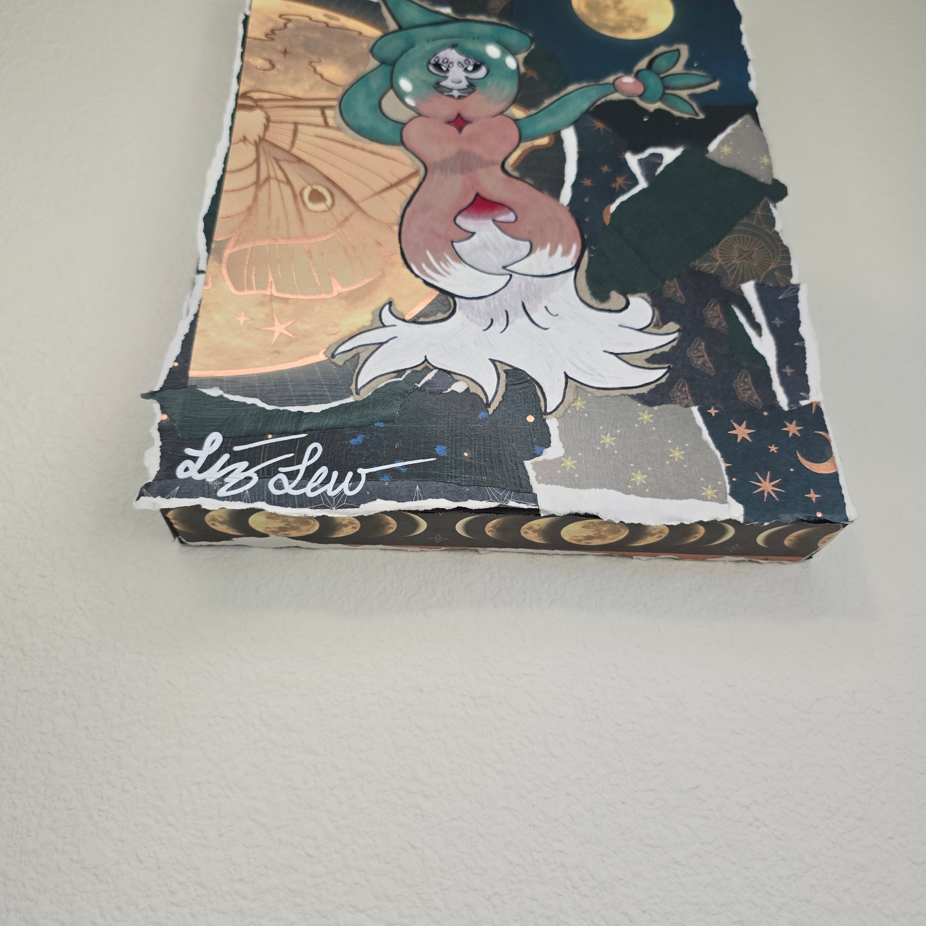 Hatterene Witch Themed Scapbook Collage Painting 8 x 10 x 2