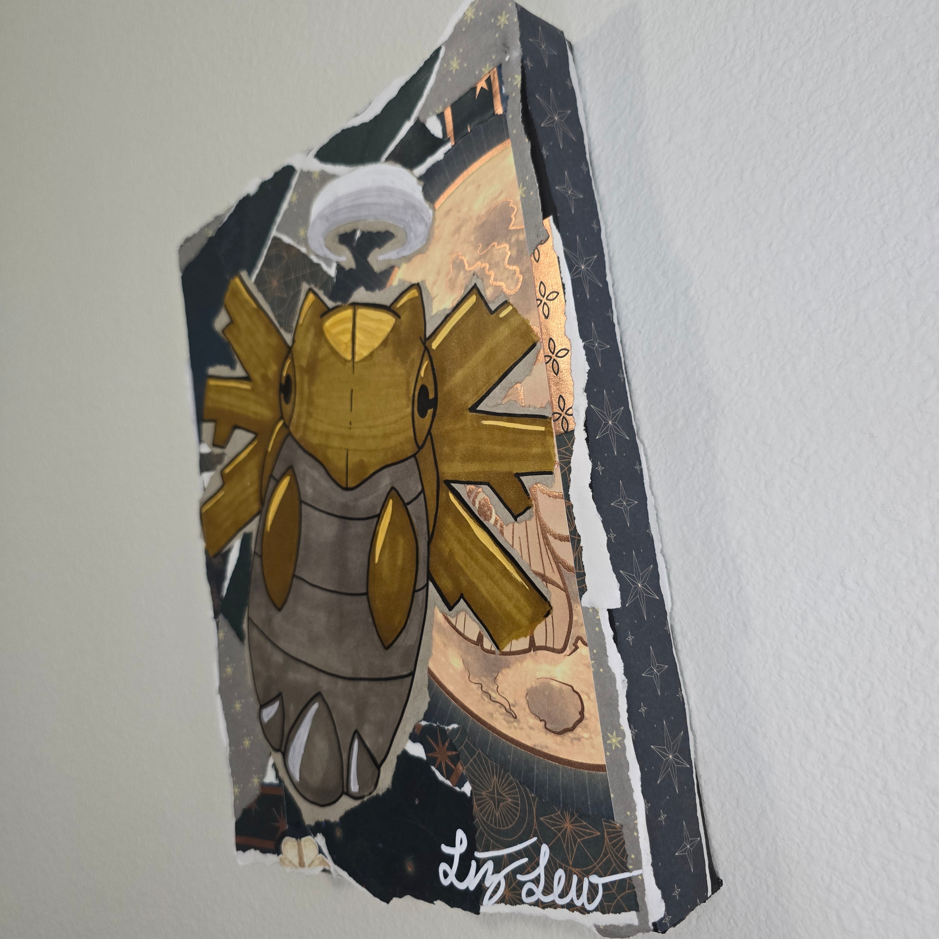 Shedinja Witch Themed Scrapbook Collage Painting 8 x 10 x 2