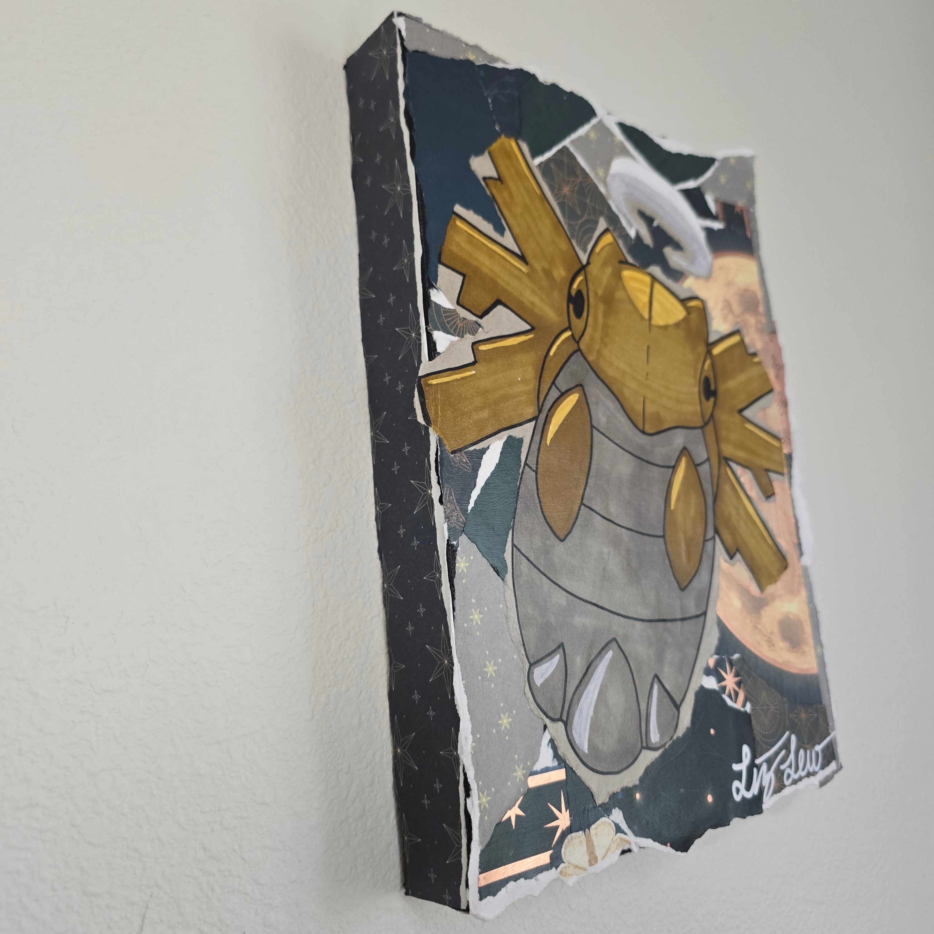 Shedinja Witch Themed Scrapbook Collage Painting 8 x 10 x 2