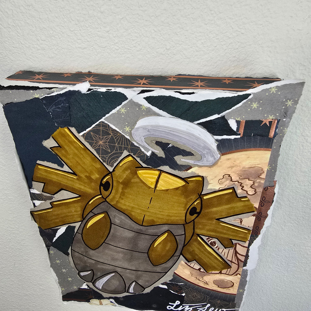 Shedinja Witch Themed Scrapbook Collage Painting 8 x 10 x 2