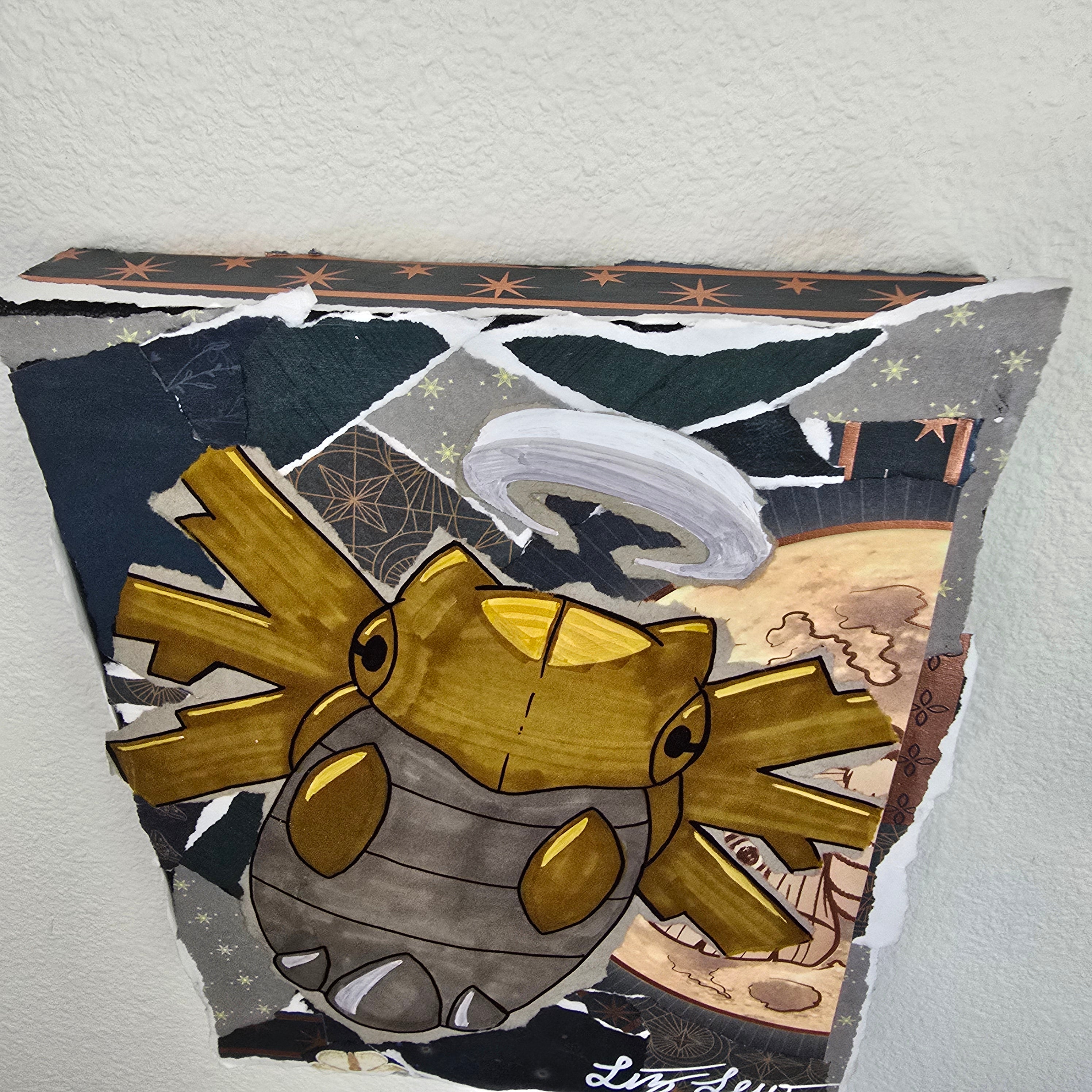 Shedinja Witch Themed Scrapbook Collage Painting 8 x 10 x 2