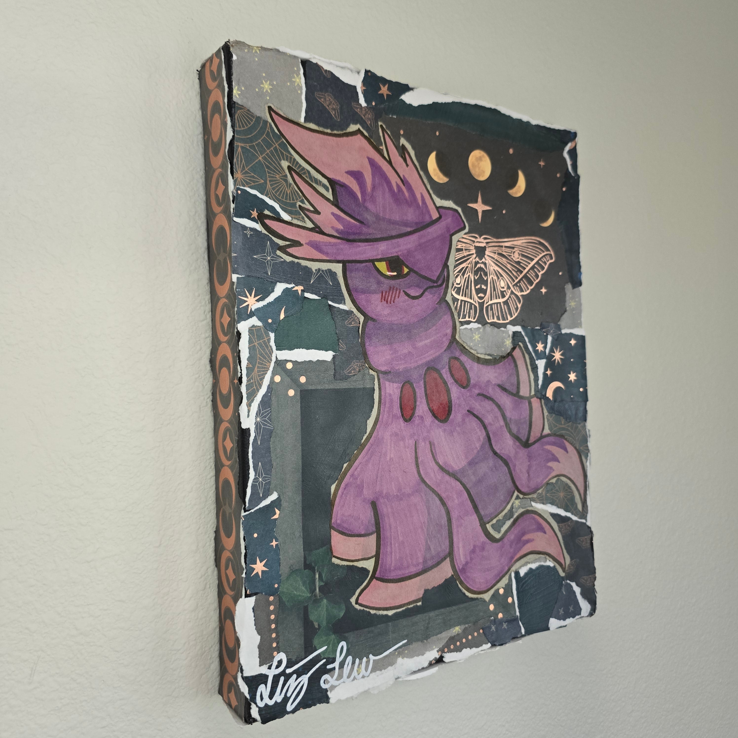 Mismagius Witch Themed Scrapbook Collage Painting 8 x 10 x 2
