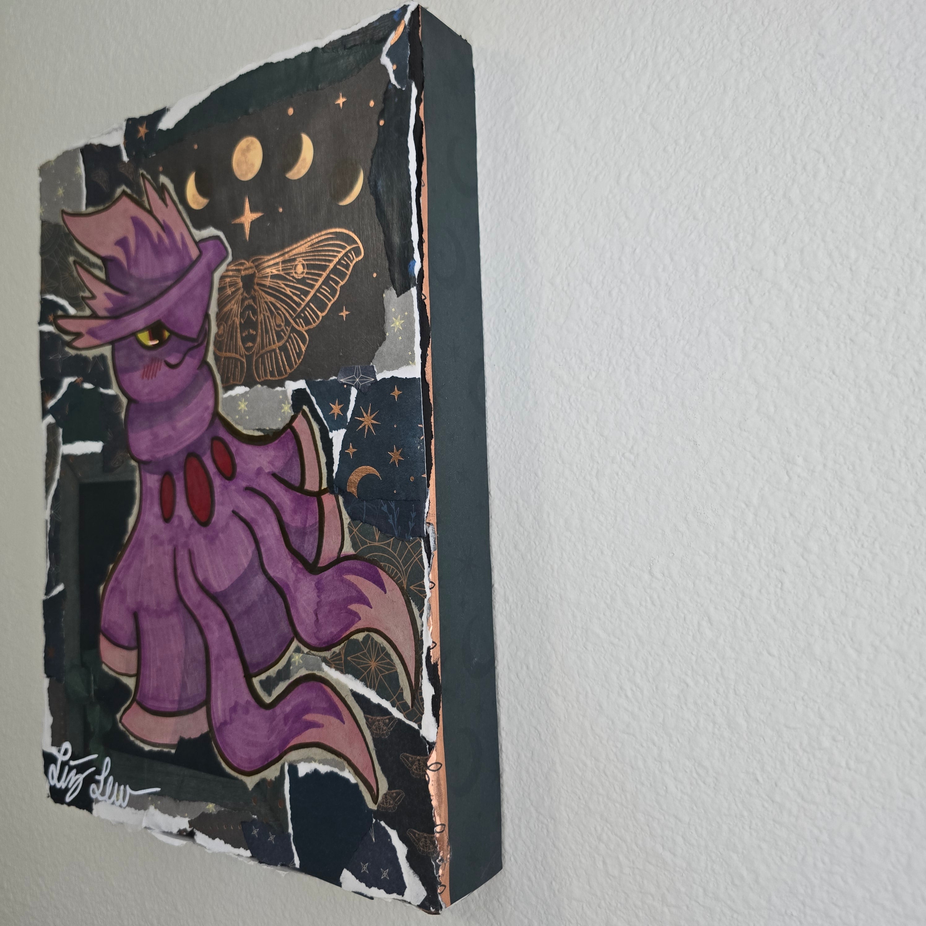 Mismagius Witch Themed Scrapbook Collage Painting 8 x 10 x 2