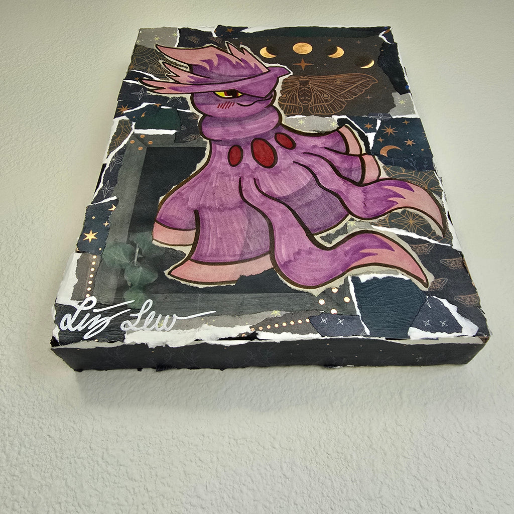Mismagius Witch Themed Scrapbook Collage Painting 8 x 10 x 2