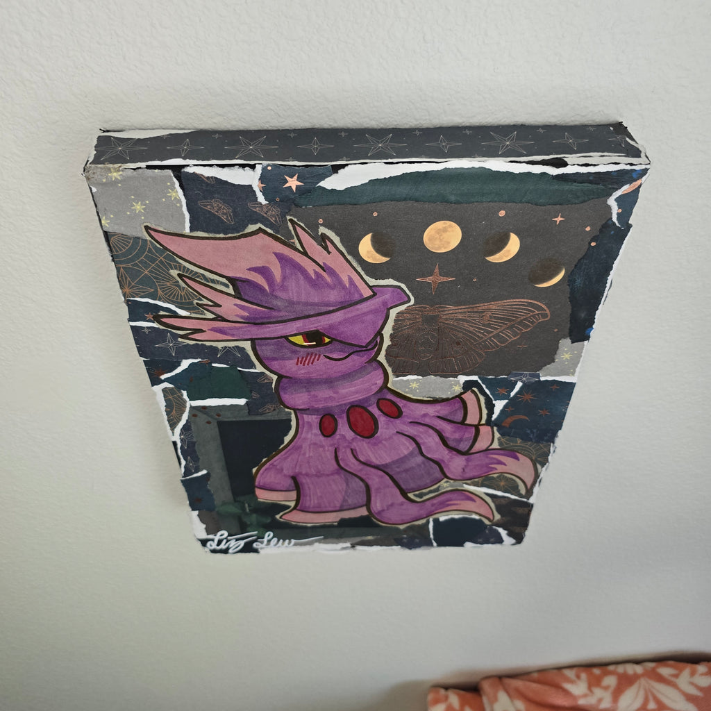 Mismagius Witch Themed Scrapbook Collage Painting 8 x 10 x 2