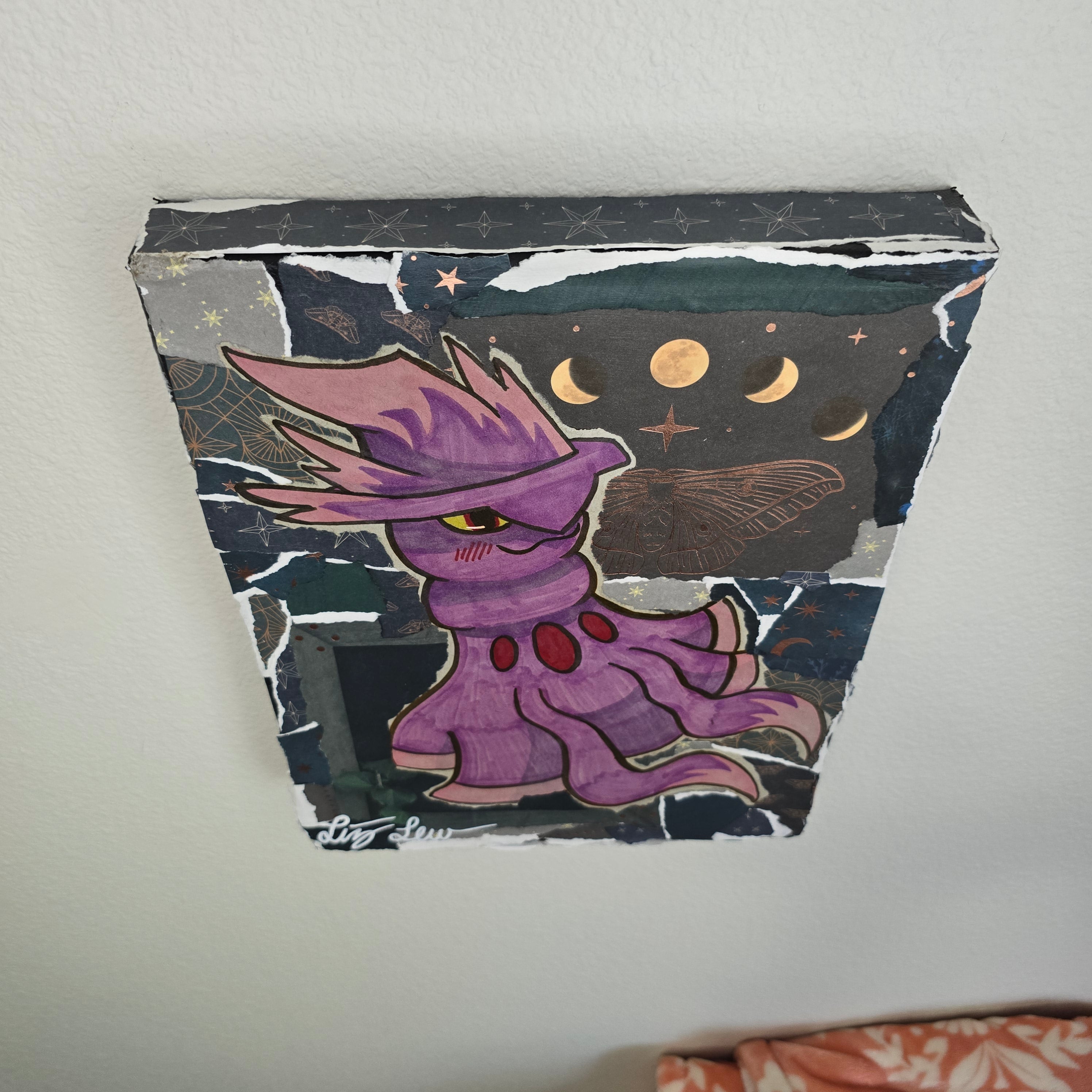 Mismagius Witch Themed Scrapbook Collage Painting 8 x 10 x 2